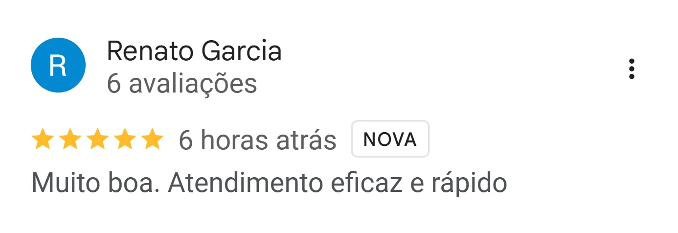 Avaliação de Renato Garcia no Google: atendimento eficaz e rápido